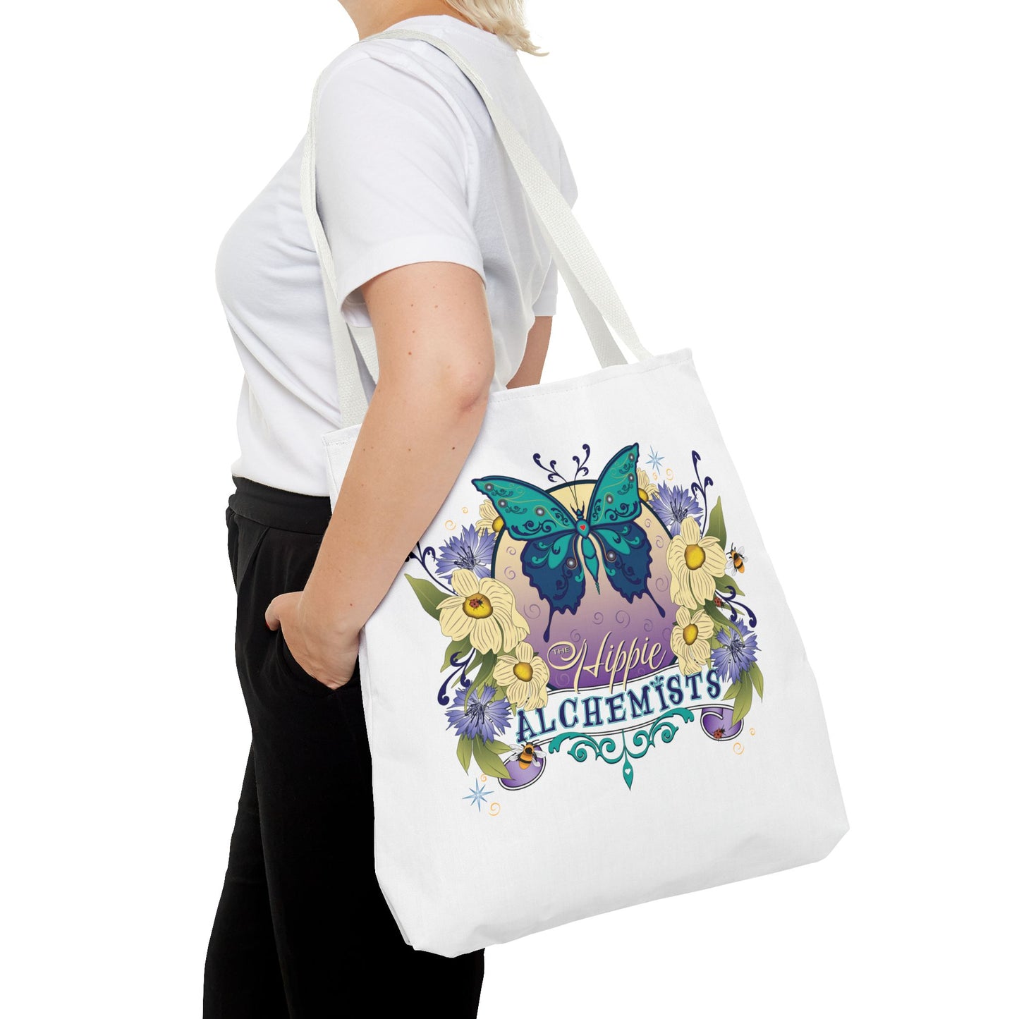 Hippie Alchemists Tote Bag, Bohemian Bag, Eco-Friendly Bag, Gift for Her, Butterfly Design, Beach Bag, Festival Tote