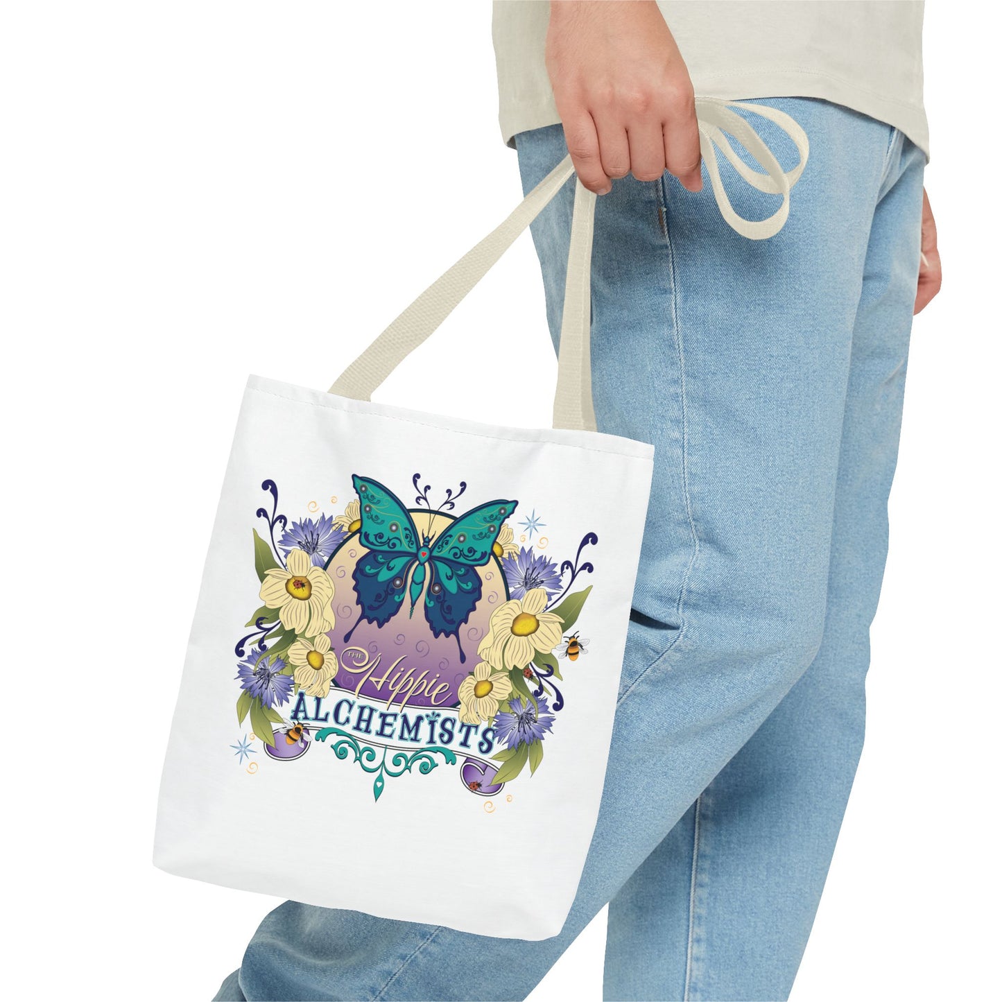Hippie Alchemists Tote Bag, Bohemian Bag, Eco-Friendly Bag, Gift for Her, Butterfly Design, Beach Bag, Festival Tote