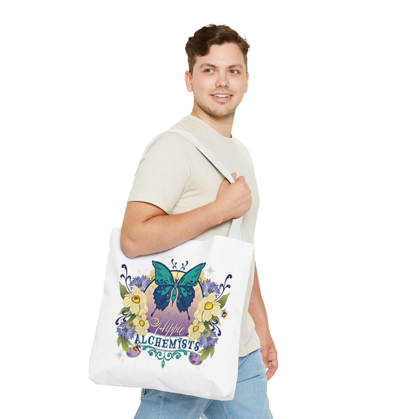 Hippie Alchemists Tote Bag, Bohemian Bag, Eco-Friendly Bag, Gift for Her, Butterfly Design, Beach Bag, Festival Tote