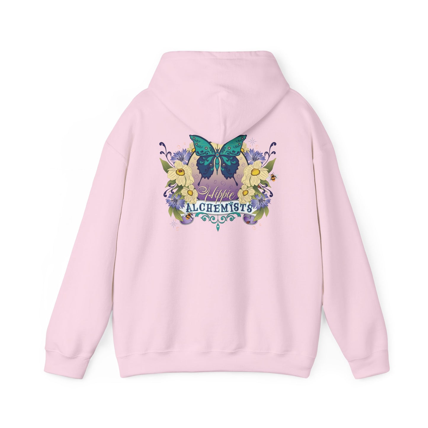 The Hippie Alchemists Hoodie, Unisex Sweatshirt, Nature-Inspired Apparel, Gift for Butterfly Lovers, Spiritual Fashion, Cozy Layering