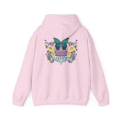 The Hippie Alchemists Hoodie, Unisex Sweatshirt, Nature-Inspired Apparel, Gift for Butterfly Lovers, Spiritual Fashion, Cozy Layering