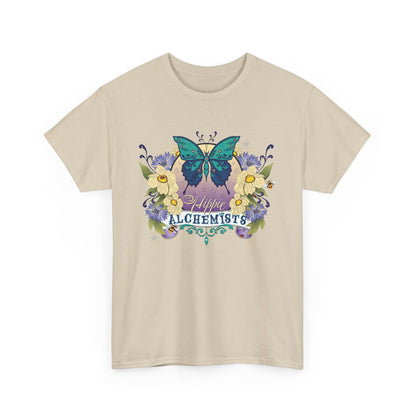 The Hippie Alchemist Tee - Unisex Heavy Cotton Tee, Nature Lover Gift, Spring Fashion, Eco-Friendly Apparel, Unique Graphic Tee - Butterflies and Flowers