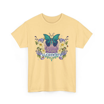 The Hippie Alchemist Tee - Unisex Heavy Cotton Tee, Nature Lover Gift, Spring Fashion, Eco-Friendly Apparel, Unique Graphic Tee - Butterflies and Flowers