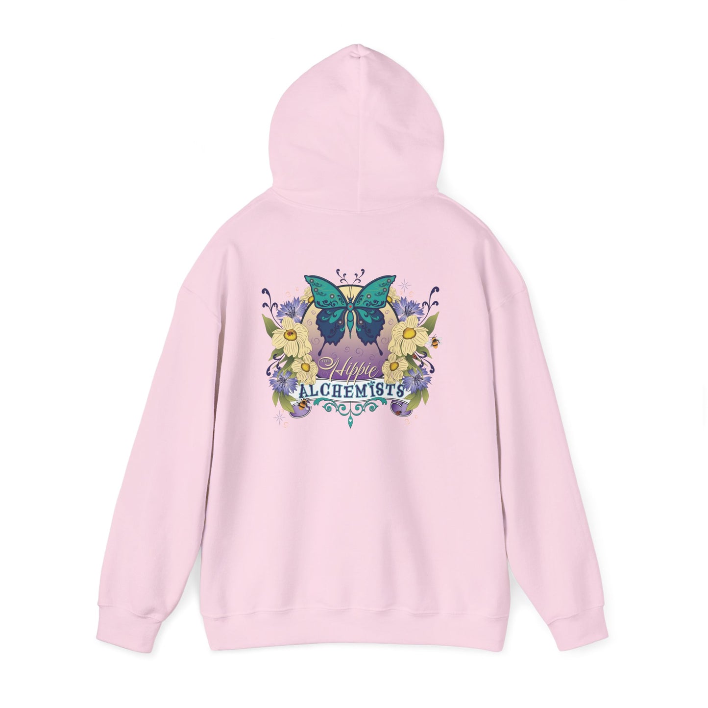 The Hippie Alchemists Hoodie, Unisex Sweatshirt, Nature-Inspired Apparel, Gift for Butterfly Lovers, Spiritual Fashion, Cozy Layering