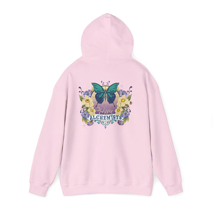 The Hippie Alchemists Hoodie, Unisex Sweatshirt, Nature-Inspired Apparel, Gift for Butterfly Lovers, Spiritual Fashion, Cozy Layering