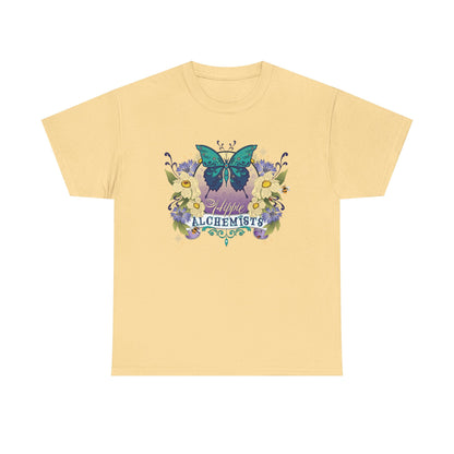 The Hippie Alchemist Tee - Unisex Heavy Cotton Tee, Nature Lover Gift, Spring Fashion, Eco-Friendly Apparel, Unique Graphic Tee - Butterflies and Flowers