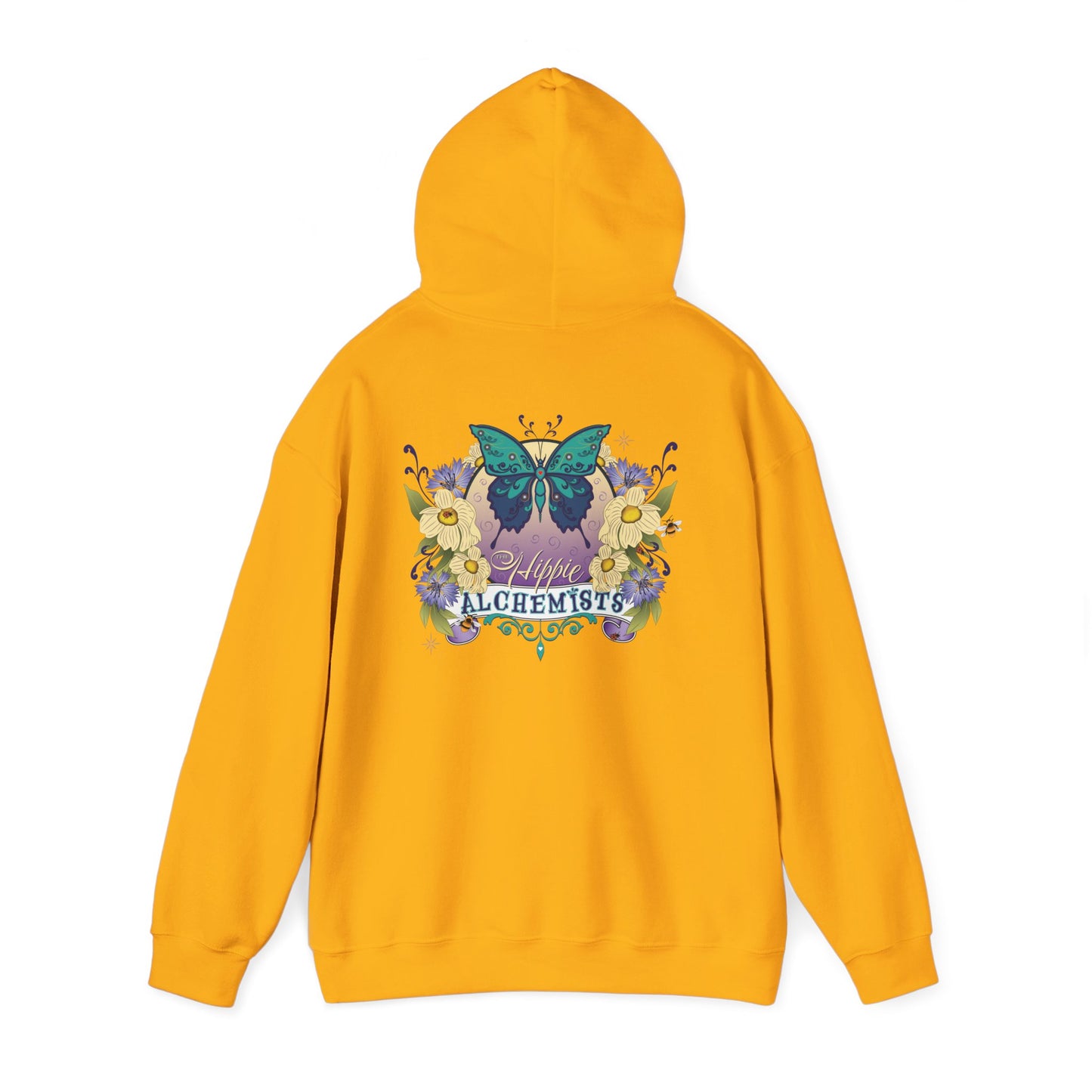 The Hippie Alchemists Hoodie, Unisex Sweatshirt, Nature-Inspired Apparel, Gift for Butterfly Lovers, Spiritual Fashion, Cozy Layering