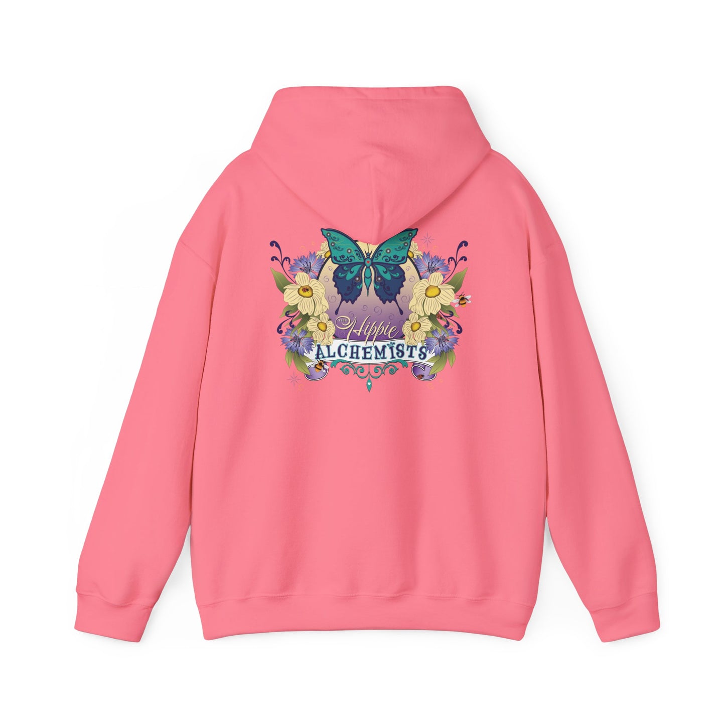 The Hippie Alchemists Hoodie, Unisex Sweatshirt, Nature-Inspired Apparel, Gift for Butterfly Lovers, Spiritual Fashion, Cozy Layering