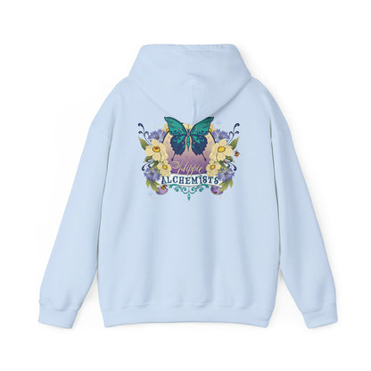 The Hippie Alchemists Hoodie, Unisex Sweatshirt, Nature-Inspired Apparel, Gift for Butterfly Lovers, Spiritual Fashion, Cozy Layering