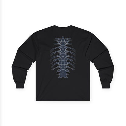 Unisex Spine Art Long Sleeve Tee, Skeleton Shirt, Educational Apparel, Unique Gift for Medical Students, Halloween Costume, Anatomy Tee