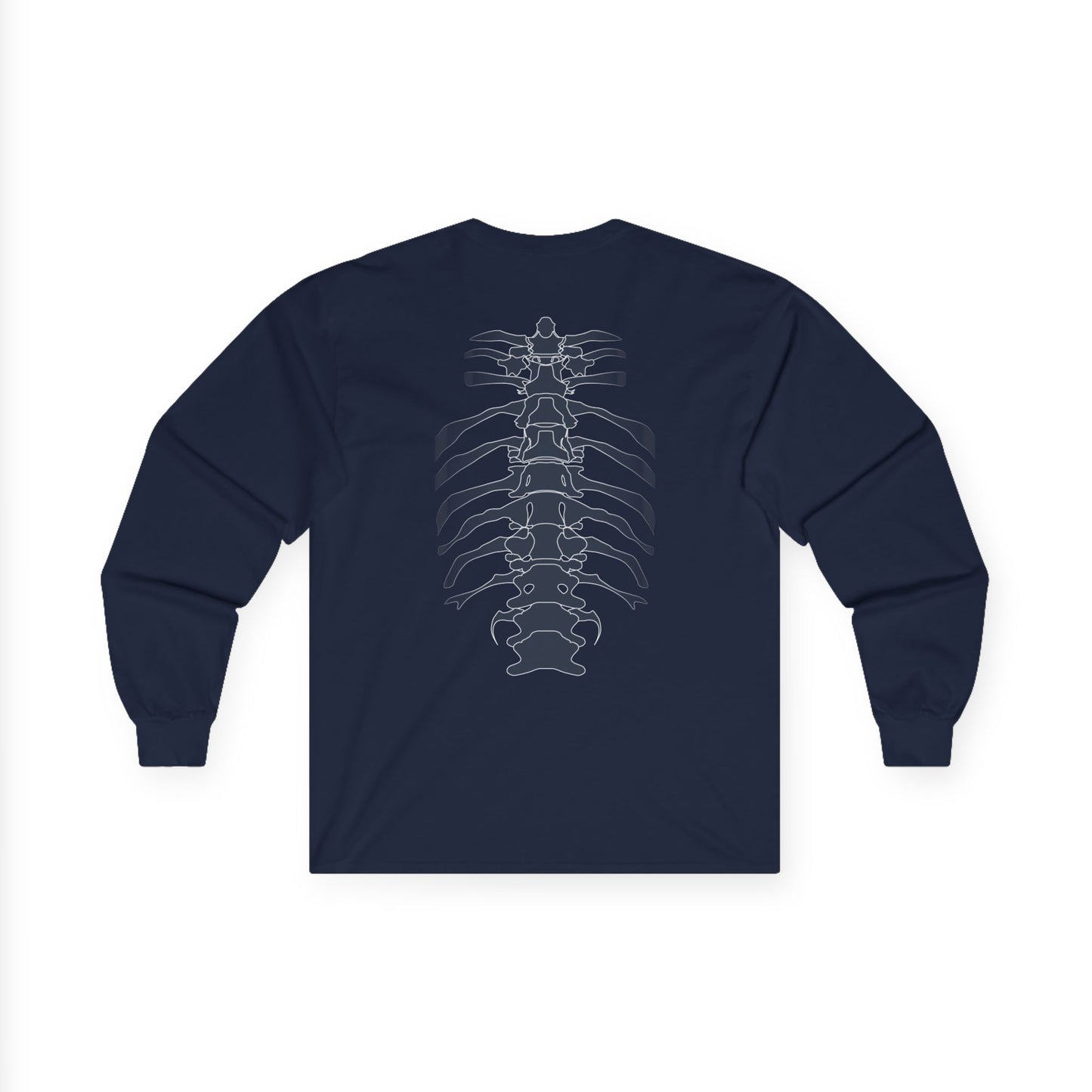 Unisex Spine Art Long Sleeve Tee, Skeleton Shirt, Educational Apparel, Unique Gift for Medical Students, Halloween Costume, Anatomy Tee