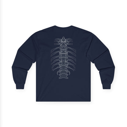 Unisex Spine Art Long Sleeve Tee, Skeleton Shirt, Educational Apparel, Unique Gift for Medical Students, Halloween Costume, Anatomy Tee