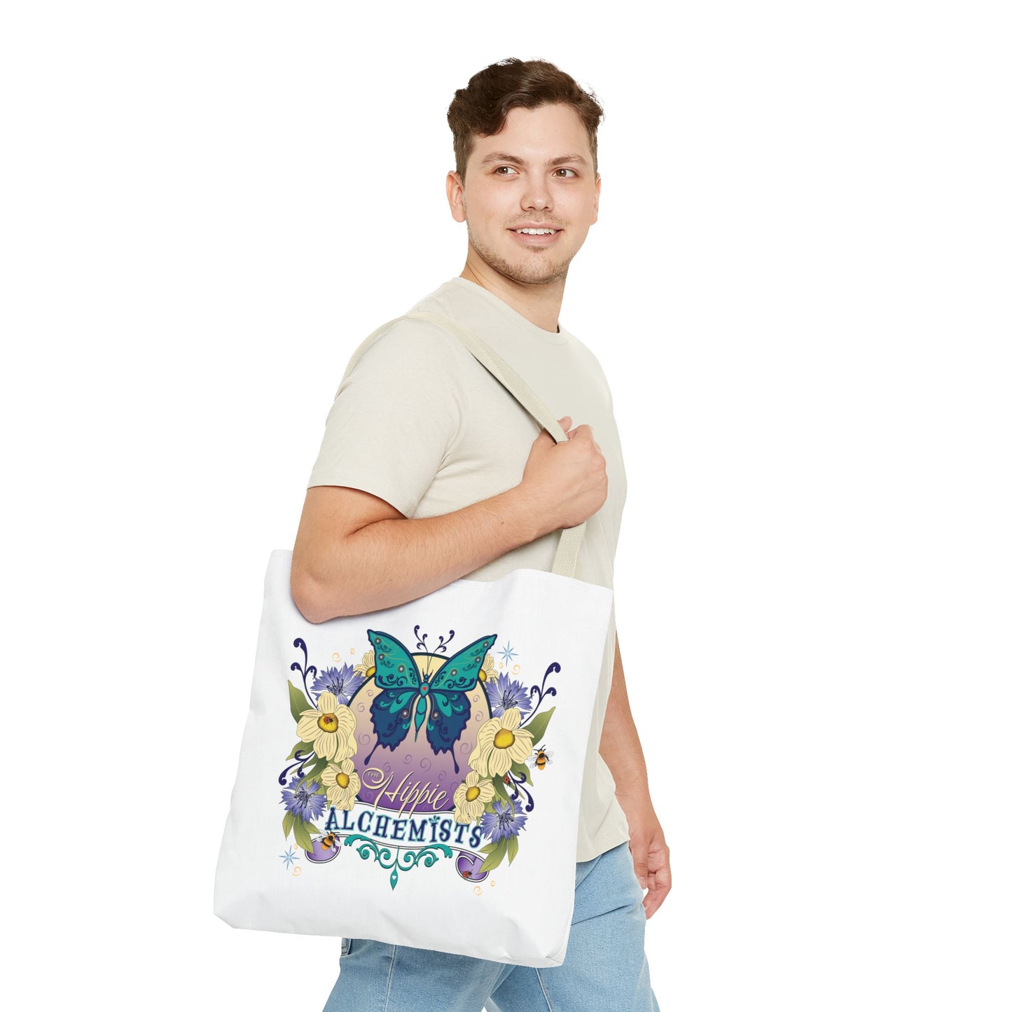 Hippie Alchemists Tote Bag, Bohemian Bag, Eco-Friendly Bag, Gift for Her, Butterfly Design, Beach Bag, Festival Tote