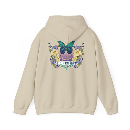 The Hippie Alchemists Hoodie, Unisex Sweatshirt, Nature-Inspired Apparel, Gift for Butterfly Lovers, Spiritual Fashion, Cozy Layering