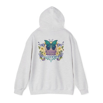 The Hippie Alchemists Hoodie, Unisex Sweatshirt, Nature-Inspired Apparel, Gift for Butterfly Lovers, Spiritual Fashion, Cozy Layering