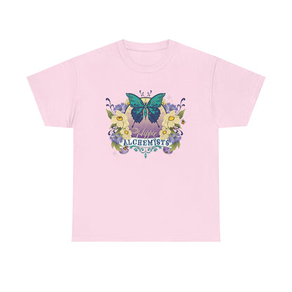 The Hippie Alchemist Tee - Unisex Heavy Cotton Tee, Nature Lover Gift, Spring Fashion, Eco-Friendly Apparel, Unique Graphic Tee - Butterflies and Flowers
