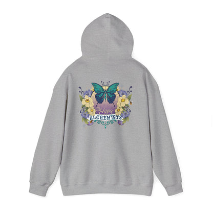 The Hippie Alchemists Hoodie, Unisex Sweatshirt, Nature-Inspired Apparel, Gift for Butterfly Lovers, Spiritual Fashion, Cozy Layering