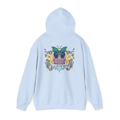 The Hippie Alchemists Hoodie, Unisex Sweatshirt, Nature-Inspired Apparel, Gift for Butterfly Lovers, Spiritual Fashion, Cozy Layering