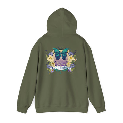 The Hippie Alchemists Hoodie, Unisex Sweatshirt, Nature-Inspired Apparel, Gift for Butterfly Lovers, Spiritual Fashion, Cozy Layering