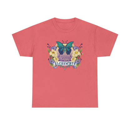 The Hippie Alchemist Tee - Unisex Heavy Cotton Tee, Nature Lover Gift, Spring Fashion, Eco-Friendly Apparel, Unique Graphic Tee - Butterflies and Flowers