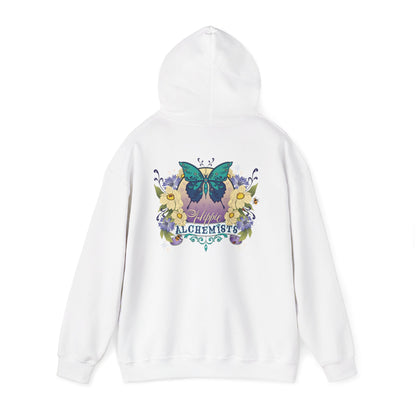 The Hippie Alchemists Hoodie, Unisex Sweatshirt, Nature-Inspired Apparel, Gift for Butterfly Lovers, Spiritual Fashion, Cozy Layering