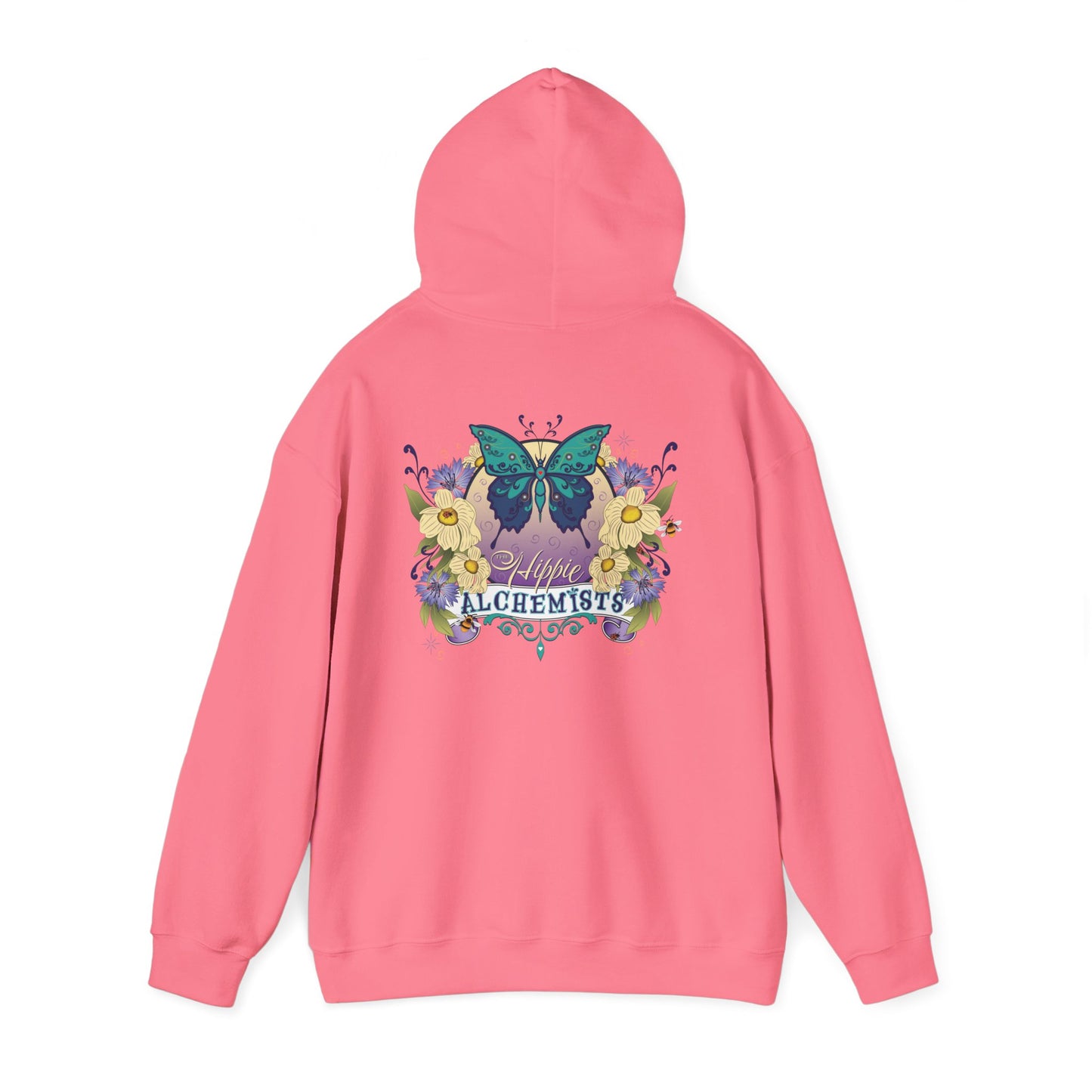 The Hippie Alchemists Hoodie, Unisex Sweatshirt, Nature-Inspired Apparel, Gift for Butterfly Lovers, Spiritual Fashion, Cozy Layering