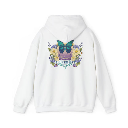 The Hippie Alchemists Hoodie, Unisex Sweatshirt, Nature-Inspired Apparel, Gift for Butterfly Lovers, Spiritual Fashion, Cozy Layering