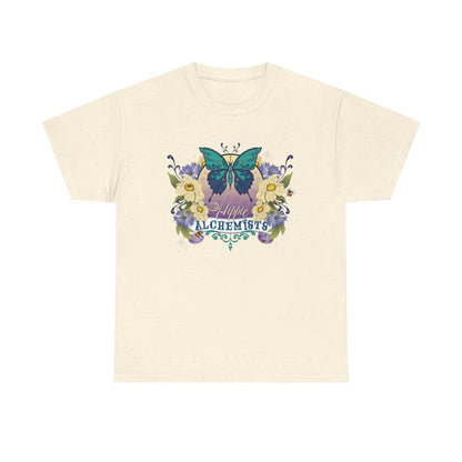 The Hippie Alchemist Tee - Unisex Heavy Cotton Tee, Nature Lover Gift, Spring Fashion, Eco-Friendly Apparel, Unique Graphic Tee - Butterflies and Flowers