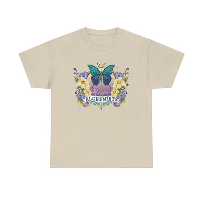 The Hippie Alchemist Tee - Unisex Heavy Cotton Tee, Nature Lover Gift, Spring Fashion, Eco-Friendly Apparel, Unique Graphic Tee - Butterflies and Flowers