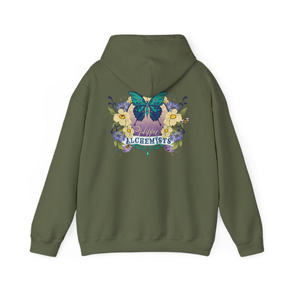 The Hippie Alchemists Hoodie, Unisex Sweatshirt, Nature-Inspired Apparel, Gift for Butterfly Lovers, Spiritual Fashion, Cozy Layering