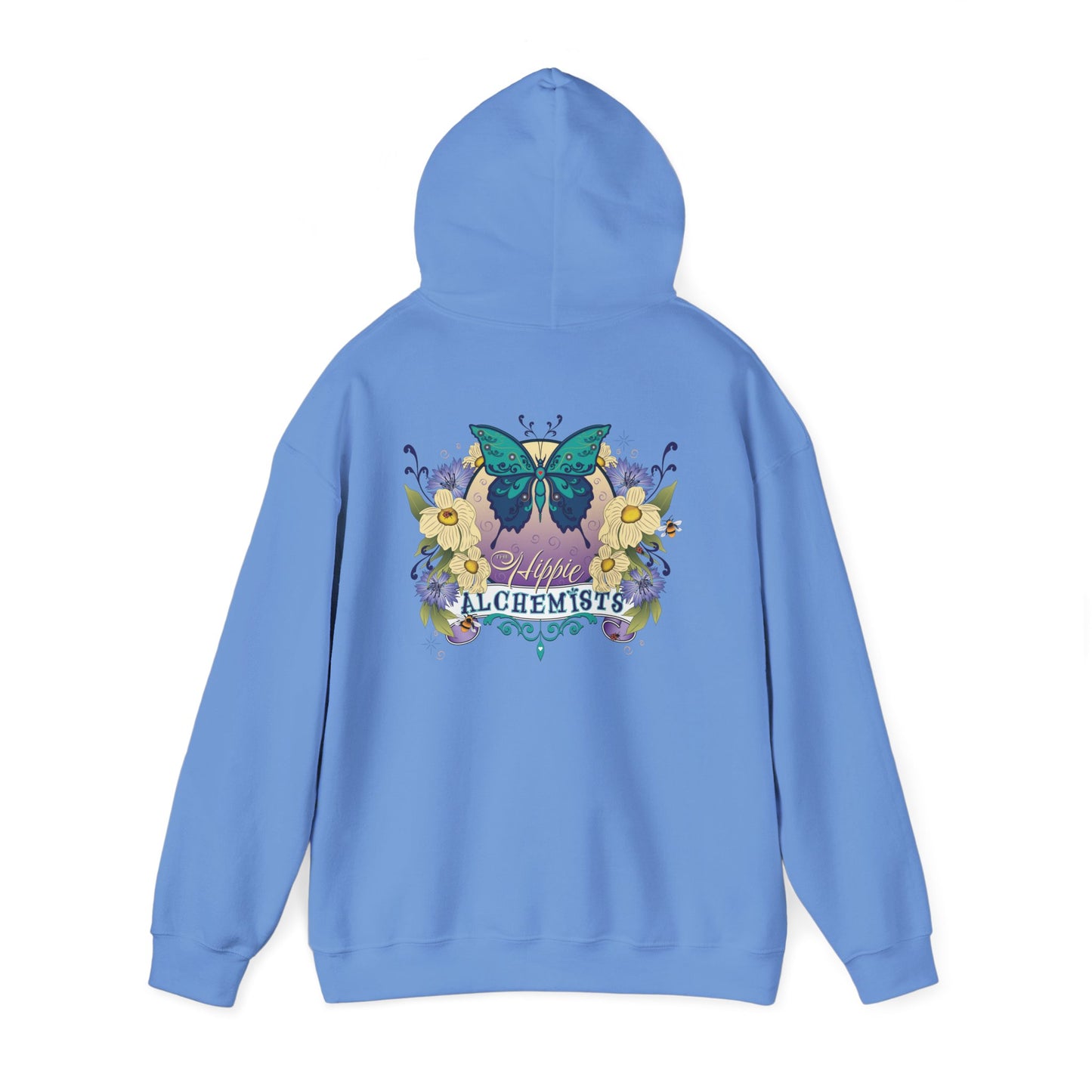 The Hippie Alchemists Hoodie, Unisex Sweatshirt, Nature-Inspired Apparel, Gift for Butterfly Lovers, Spiritual Fashion, Cozy Layering