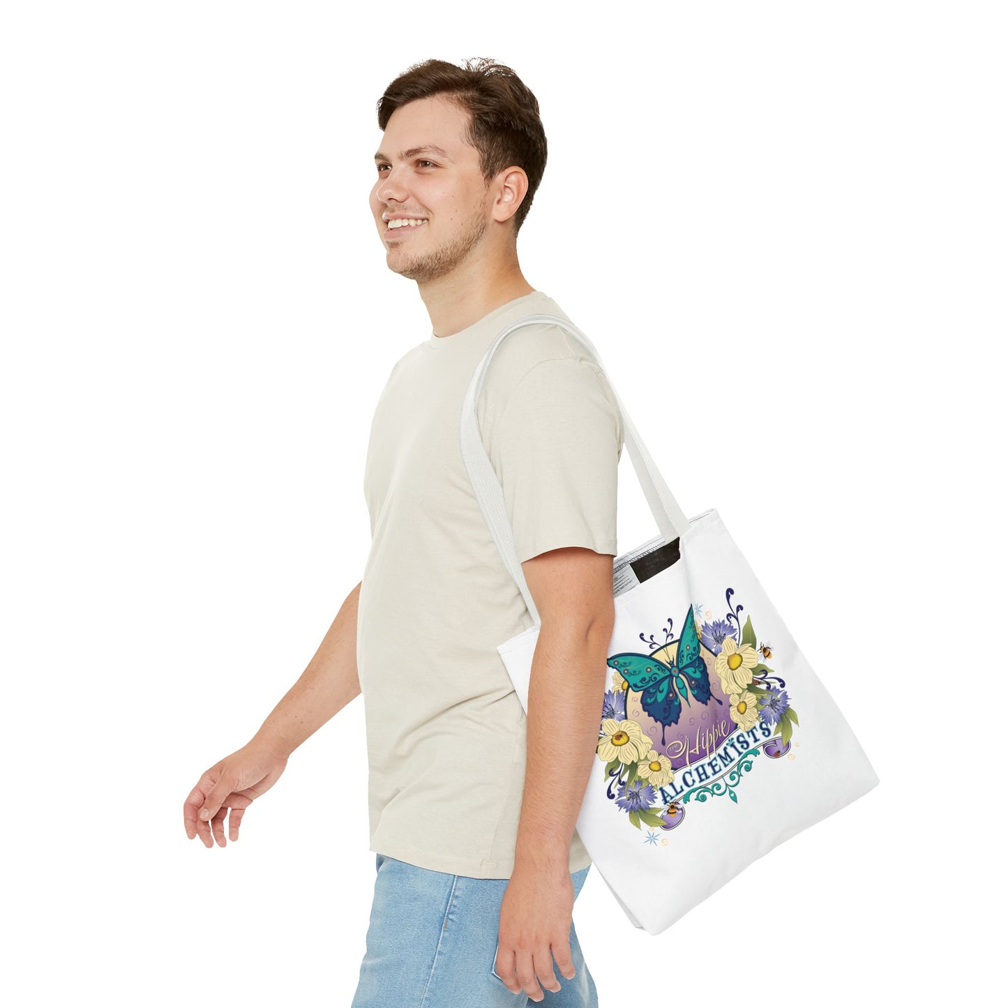 Hippie Alchemists Tote Bag, Bohemian Bag, Eco-Friendly Bag, Gift for Her, Butterfly Design, Beach Bag, Festival Tote