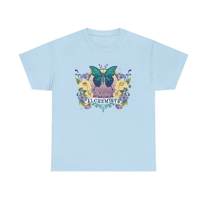 The Hippie Alchemist Tee - Unisex Heavy Cotton Tee, Nature Lover Gift, Spring Fashion, Eco-Friendly Apparel, Unique Graphic Tee - Butterflies and Flowers