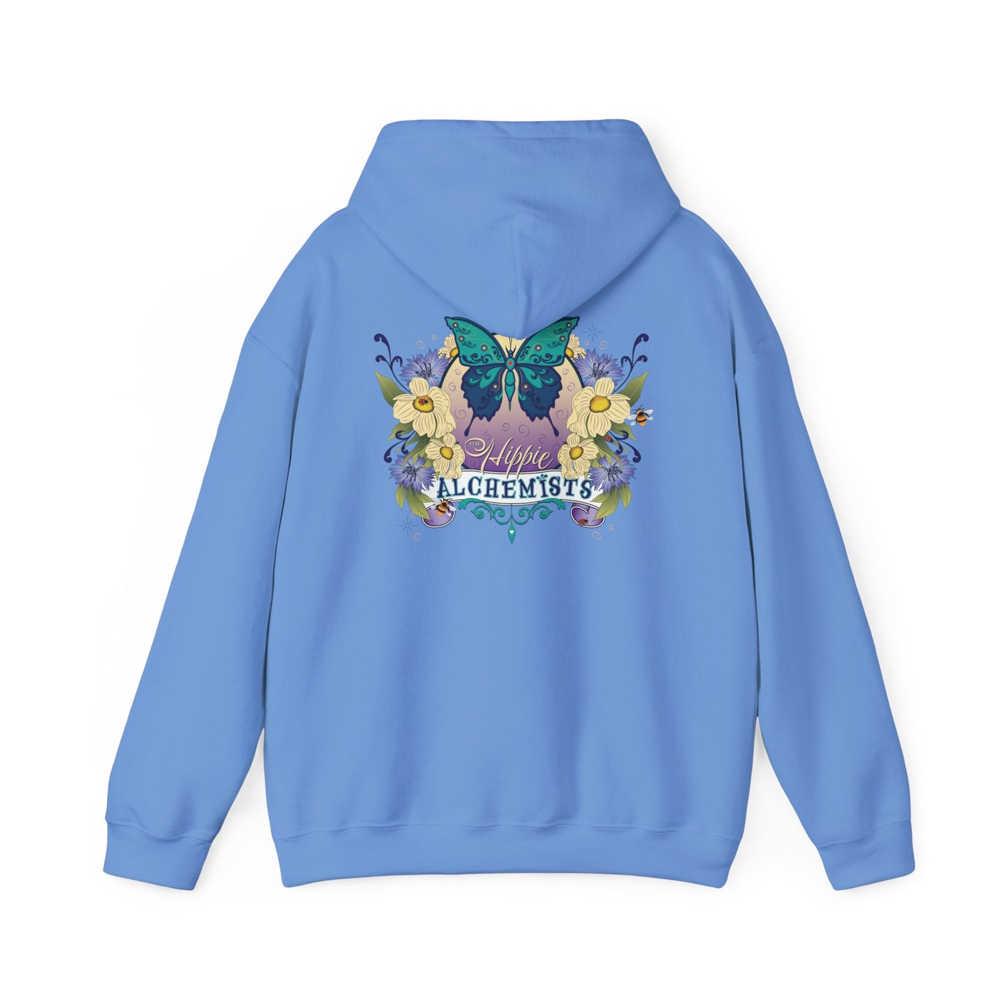 The Hippie Alchemists Hoodie, Unisex Sweatshirt, Nature-Inspired Apparel, Gift for Butterfly Lovers, Spiritual Fashion, Cozy Layering