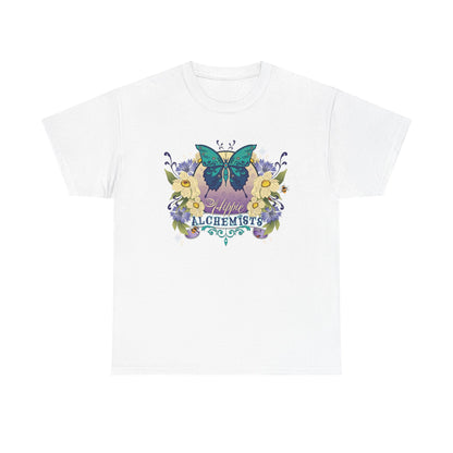 The Hippie Alchemist Tee - Unisex Heavy Cotton Tee, Nature Lover Gift, Spring Fashion, Eco-Friendly Apparel, Unique Graphic Tee - Butterflies and Flowers