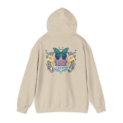 The Hippie Alchemists Hoodie, Unisex Sweatshirt, Nature-Inspired Apparel, Gift for Butterfly Lovers, Spiritual Fashion, Cozy Layering